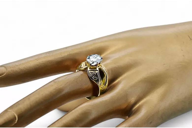 مجوهرات فينتاج خاتم زركونيا 14 كارت من الذهب الأصفر vrc135y